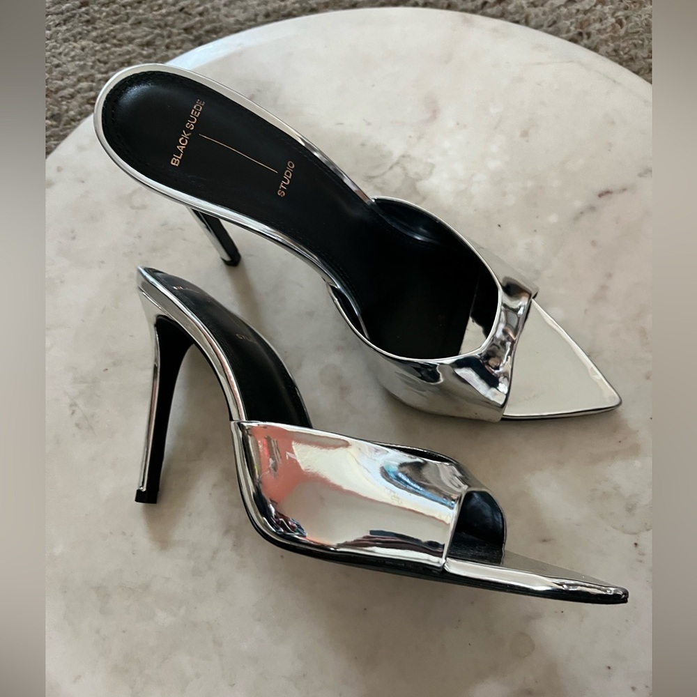 😎 Black Suede Studio Brea 100 heels mirrored silver - Picture 10 of 13